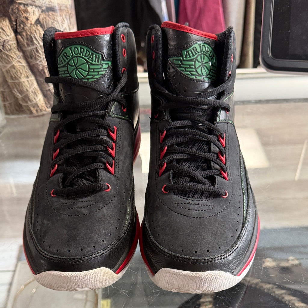 Nike Air Jordan 2 Retro Black Green And Red Sneakers. In Great Condition.
